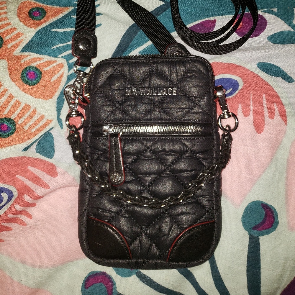 MZ Wallace Micro Crosby Black Silver Bag Purse